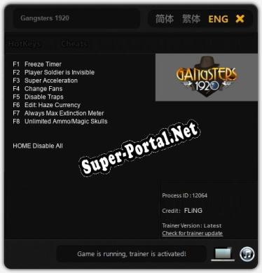 Трейнер для Gangsters 1920 [v1.0.5]
