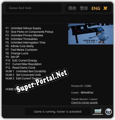 Трейнер для Geese And Gats [v1.0.3]