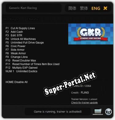 Generic Kart Racing: Трейнер +13 [v1.4]