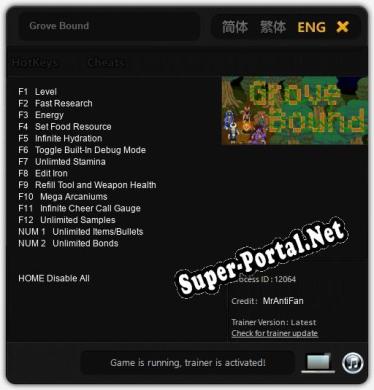 Трейнер для Grove Bound [v1.0.1]