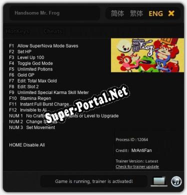 Handsome Mr. Frog: Читы, Трейнер +15 [MrAntiFan]