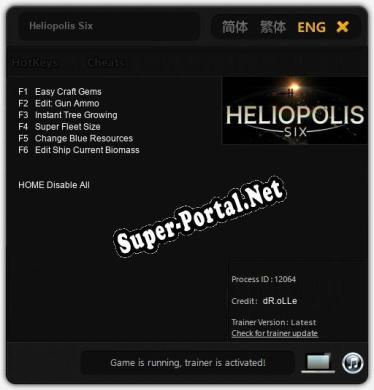 Heliopolis Six: Трейнер +6 [v1.5]