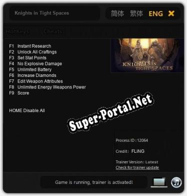 Трейнер для Knights in Tight Spaces [v1.0.1]