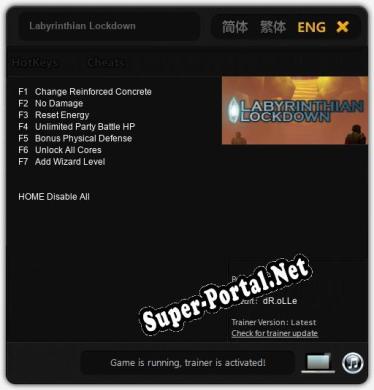 Трейнер для Labyrinthian Lockdown [v1.0.3]