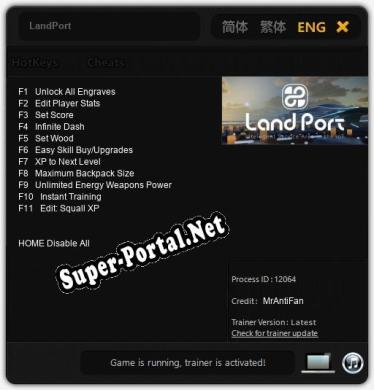 LandPort: Трейнер +11 [v1.5]