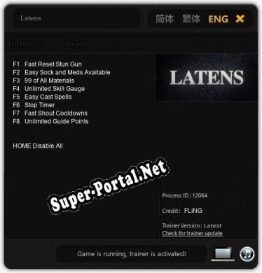 Latens: Трейнер +8 [v1.1]