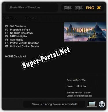 Трейнер для Liberta Rise of Freedom [v1.0.3]