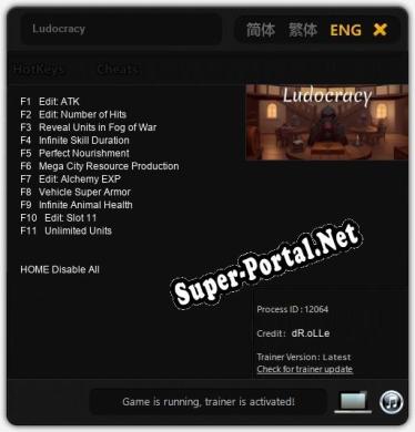 Трейнер для Ludocracy [v1.0.3]