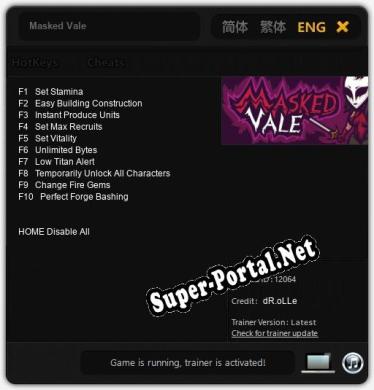 Трейнер для Masked Vale [v1.0.3]