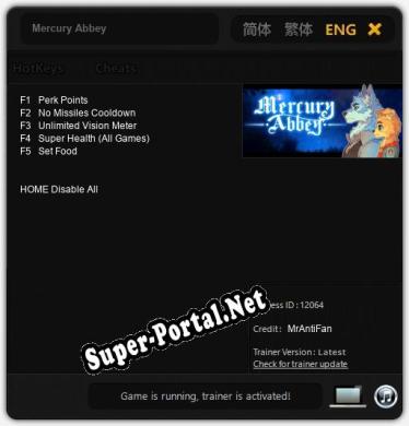 Трейнер для Mercury Abbey [v1.0.8]