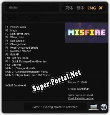 Misfire: Трейнер +15 [v1.4]