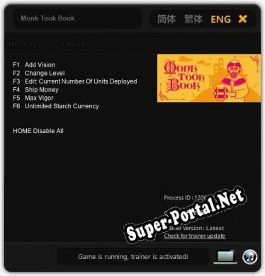 Monk Took Book: ТРЕЙНЕР И ЧИТЫ (V1.0.4)