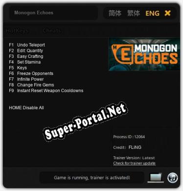 Monogon Echoes: Трейнер +9 [v1.8]