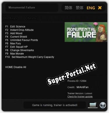 Трейнер для Monumental Failure [v1.0.1]