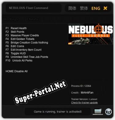 Трейнер для NEBULOUS Fleet Command [v1.0.9]