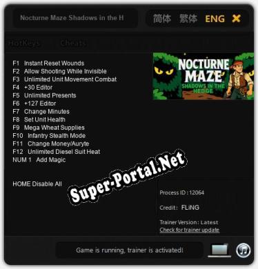 Nocturne Maze Shadows in the Hedge: ТРЕЙНЕР И ЧИТЫ (V1.0.35)