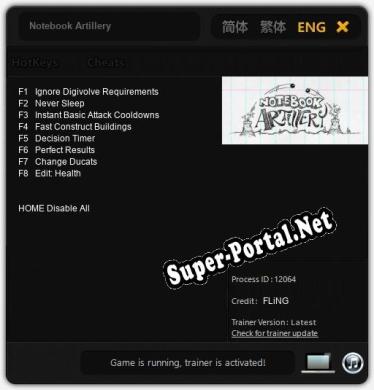 Notebook Artillery: Трейнер +8 [v1.6]