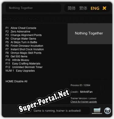 Трейнер для Nothing Together [v1.0.8]