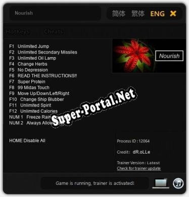 Nourish: ТРЕЙНЕР И ЧИТЫ (V1.0.84)