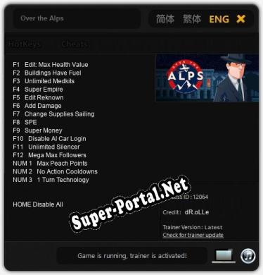 Трейнер для Over the Alps [v1.0.1]