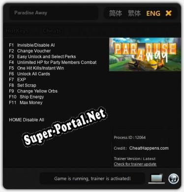 Трейнер для Paradise Away [v1.0.1]