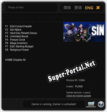 Party of Sin: Трейнер +8 [v1.2]