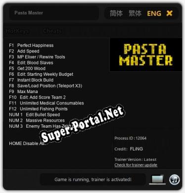 Pasta Master: ТРЕЙНЕР И ЧИТЫ (V1.0.45)