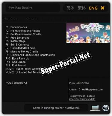 Paw Paw Destiny: Читы, Трейнер +14 [CheatHappens.com]