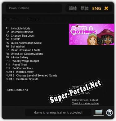 Трейнер для Paws  Potions [v1.0.4]