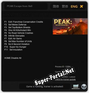 Трейнер для PEAK Escape from Hell [v1.0.7]