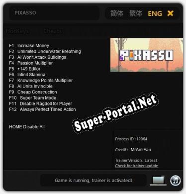 Трейнер для PIXASSO [v1.0.7]