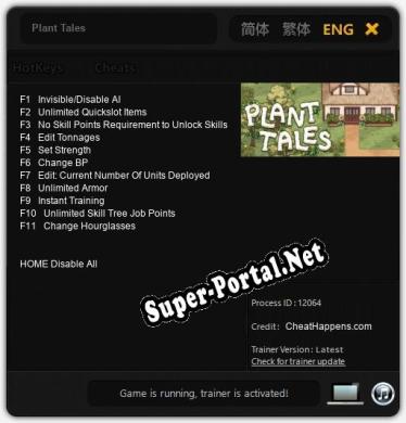 Plant Tales: ТРЕЙНЕР И ЧИТЫ (V1.0.10)