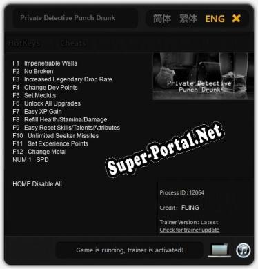 Private Detective Punch Drunk: ТРЕЙНЕР И ЧИТЫ (V1.0.2)