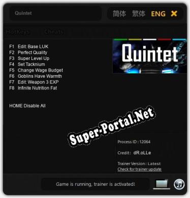 Quintet: Трейнер +8 [v1.5]