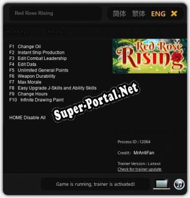 Трейнер для Red Rose Rising [v1.0.6]