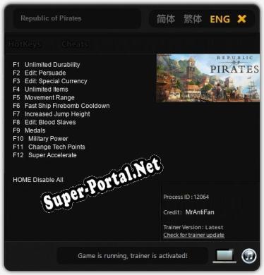 Republic of Pirates: Трейнер +12 [v1.2]