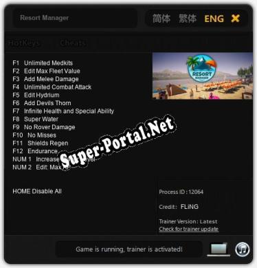 Resort Manager: Трейнер +14 [v1.2]