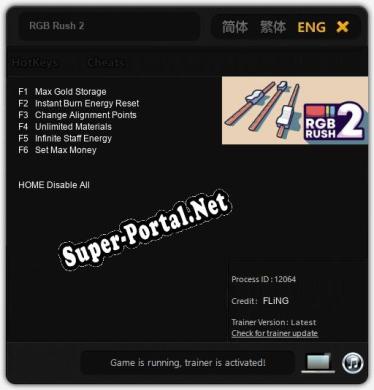 Трейнер для RGB Rush 2 [v1.0.4]