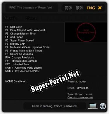 Трейнер для (RPG) The Legends of Power Volume 1 [v1.0.7]