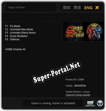 Saga of Sins: ТРЕЙНЕР И ЧИТЫ (V1.0.68)