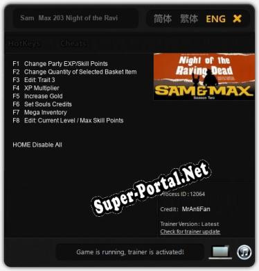 Трейнер для Sam  Max 203 Night of the Raving Dead [v1.0.7]