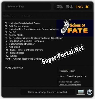 Scions of Fate: ТРЕЙНЕР И ЧИТЫ (V1.0.66)