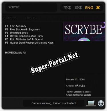 SCRYBE: ТРЕЙНЕР И ЧИТЫ (V1.0.15)