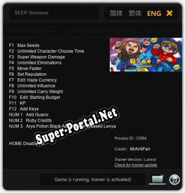 SEEP Universe: Трейнер +15 [v1.5]