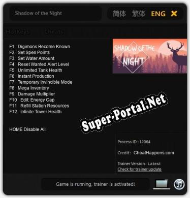 Трейнер для Shadow of the Night [v1.0.3]