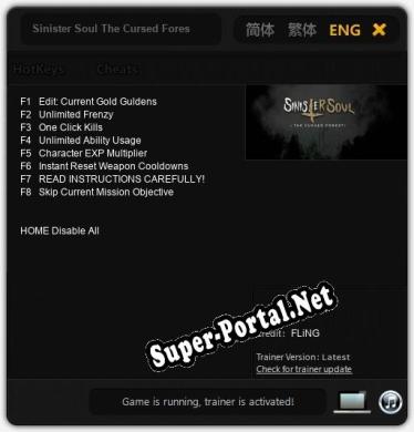 Sinister Soul The Cursed Forest: ТРЕЙНЕР И ЧИТЫ (V1.0.87)