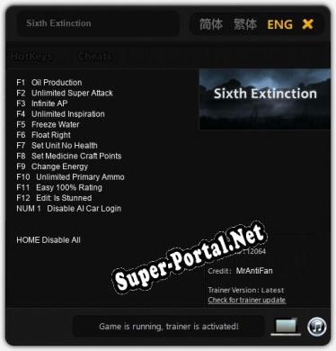 Трейнер для Sixth Extinction [v1.0.3]