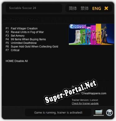 Трейнер для Sociable Soccer 24 [v1.0.8]