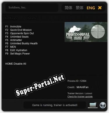 Трейнер для Soldiers, Inc. [v1.0.4]