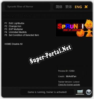 Трейнер для Sprunki Rise of Horror [v1.0.2]